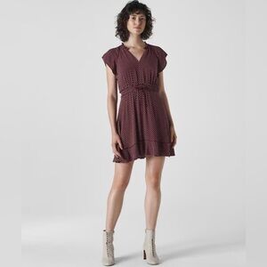 Whistles Burgundy Jazmin Spot Mini Dress Size 8 Like New